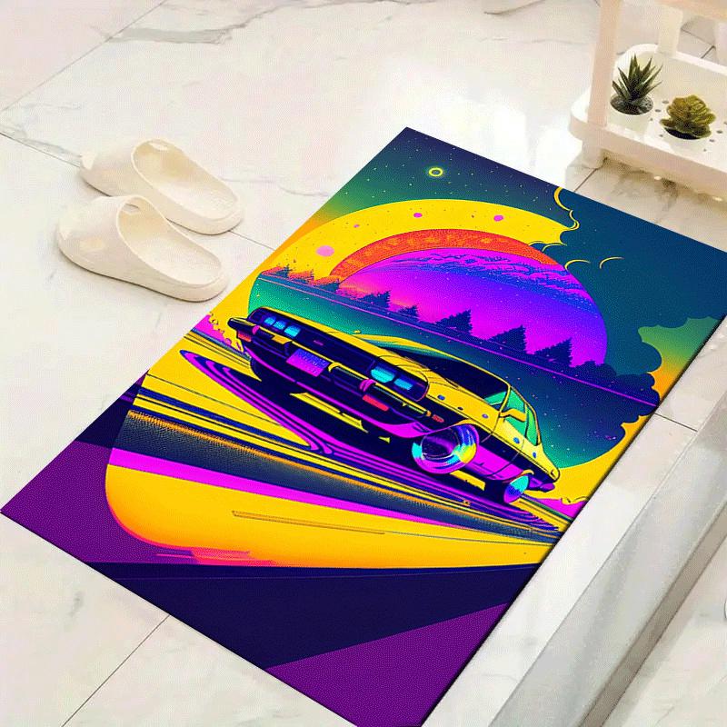 

1pc Running car Print Design Area Rug - Soft, Anti-Slip, and Durable Gaming Room Decor for Bedroom 60cm by 90cm