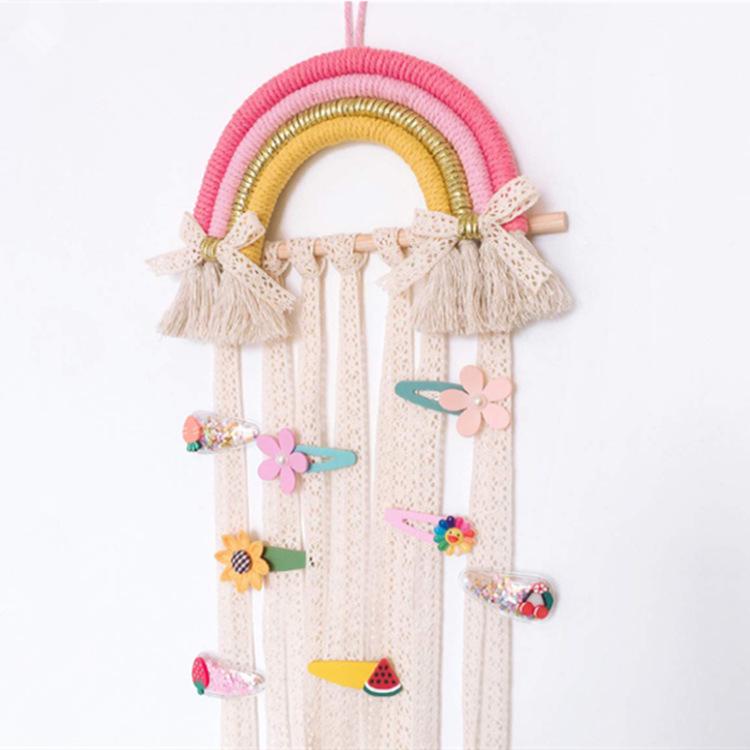 Rainbow Lace Hairpin & Headband Organizer for Kids' Room Decor