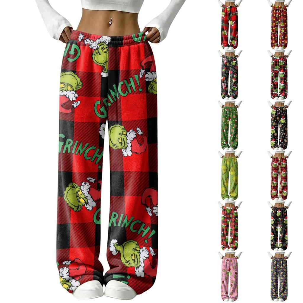 Damen Freizeithose mit lockerem Schnitt und Weihnachtsdruck