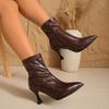 Fashion Booties Women's Autumn and Winter New Pointed Toe Side Zipper High Heel Elastic Shows Skinny Internet Celebrity Skinny Boots