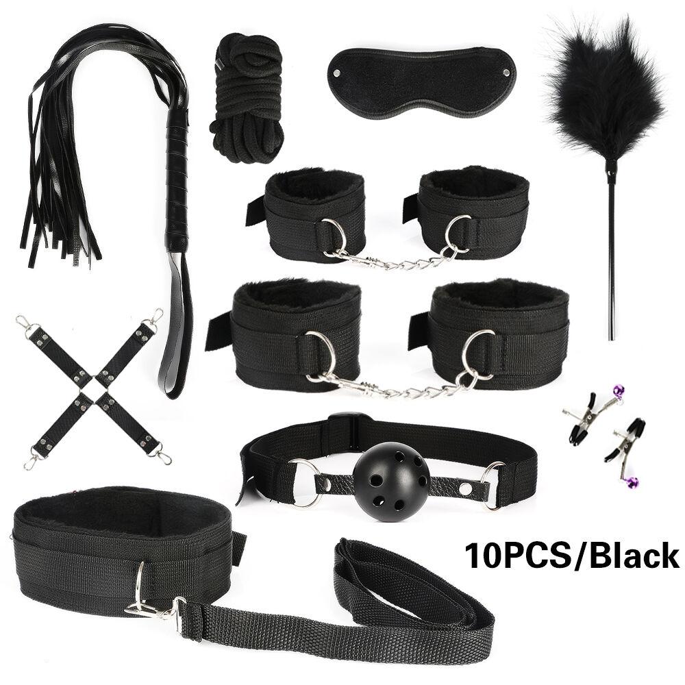 13pcs/set SM Bondage Restraint G Spot Vibrators Adult Game Props  Women Sex Toy Noylon Handcuffs Clit Stimulator Adult Sex