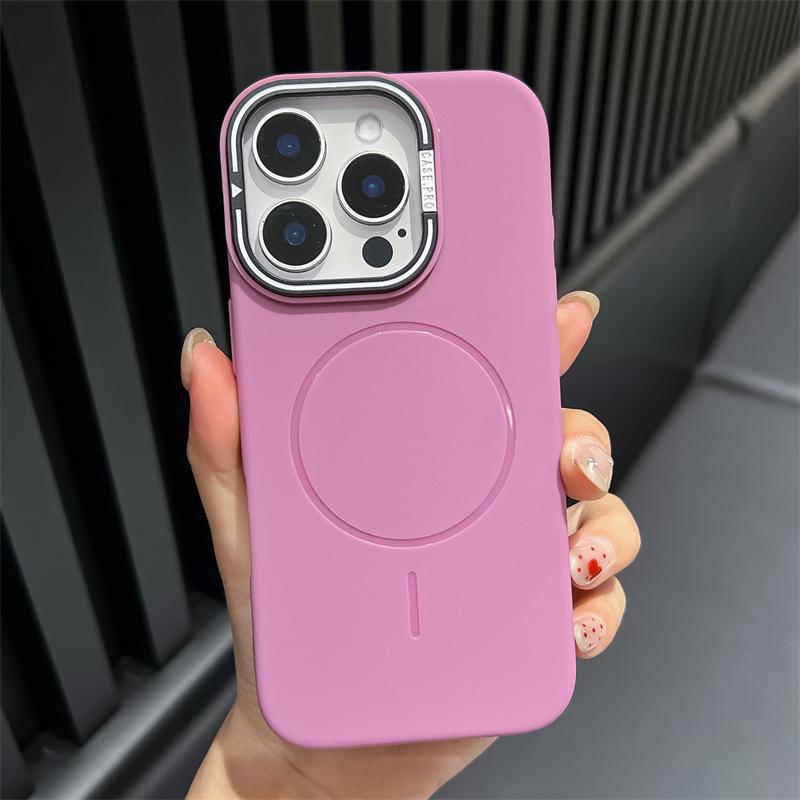 

Applicable To IPhone17 Liquid Silicone Thin Circle Magnetic Suction Mobile Phone Case Apple 16 Lens Bracket Anti Fall Protection Case 15 iPhone 12 PROMAX