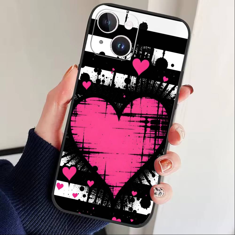Y2k J-INS Graffiti Phone Case For iPhone 17 16 15 14 13 12 Max Plus Silicone Black Cover