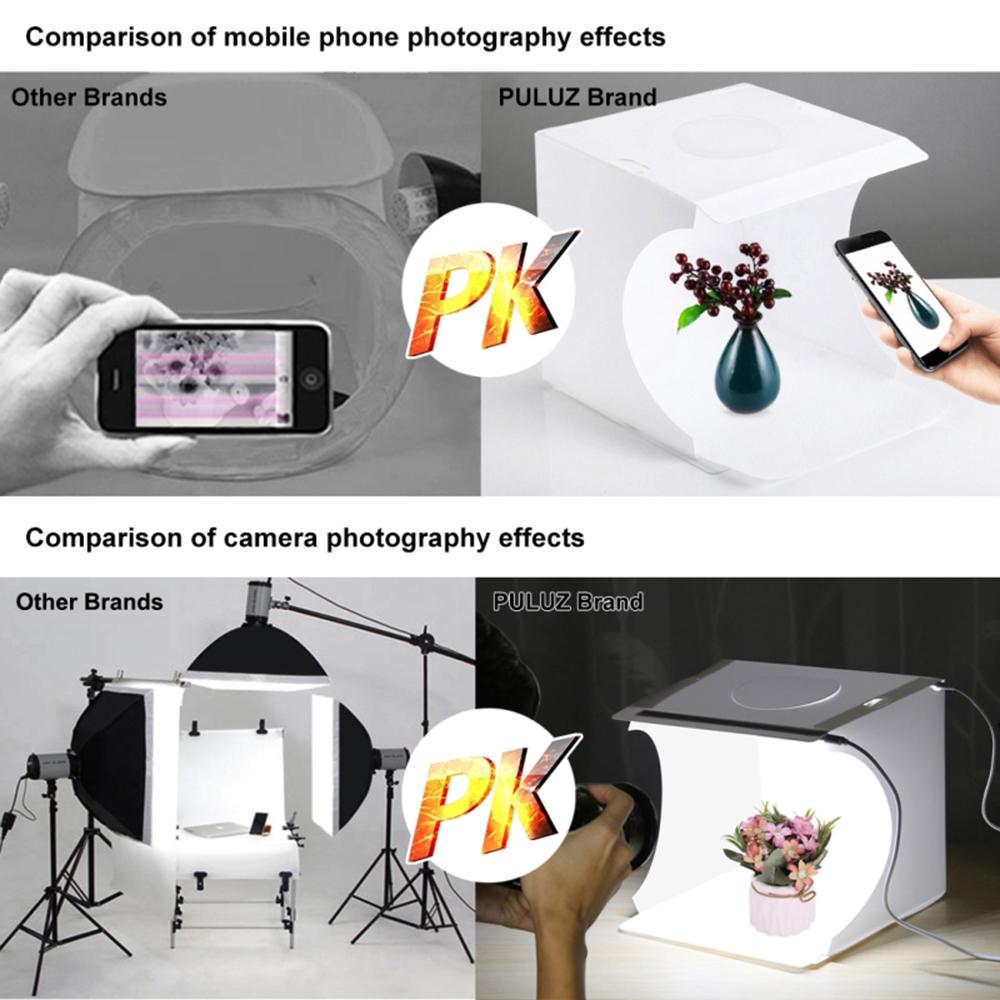 PULUZ Dual Light Lightbox Mini 40Pcs LED Light Room Foliding Photography Lighting Softbox Tent