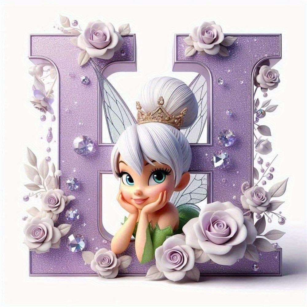 Disney Kreskówkowa Malowanie Diamentami Dzwoneczek Księżniczka 26 Liter Obrazki z Dżetów Mozaika Diamentowa Motyl Zestawy Rękodzieła Sztuka Ścienna