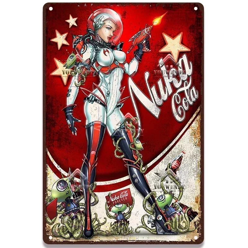 Nuka Cola Drink Posters Metal Sign - Ultimate Wall Decor for Pub Gaming Vibes, Retro Game-Themed Metal Art