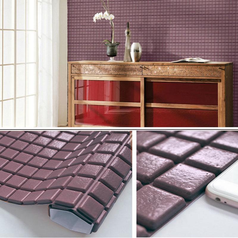 3D Self-adhesive Wall Sticker Mosaic Living Room Kitchen Foam Anti-collision Waterproof Moisture-proof Toilet Wallpaper