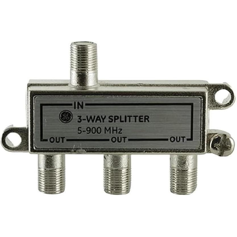 GE 2-Way Coaxial Cable Splitter, 5-900 MHZ Range, RG59 RG6 Coax Compatible, Audio, Video, Works with HD TV, Cable, Amplifiers, Amplified Antennas,