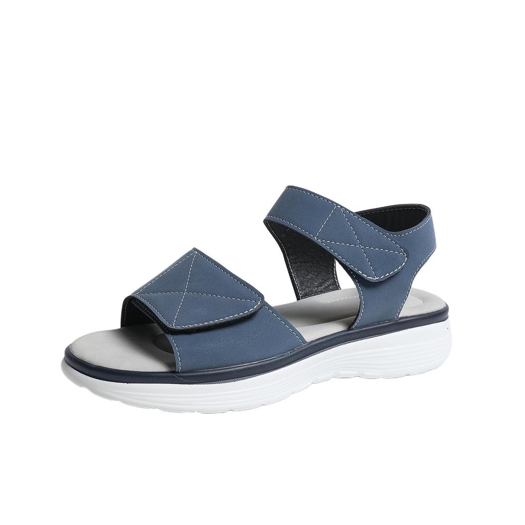Cross Border Summer Velcro New Foreign Trade Large Size Platform Roman Beach One Line Sandals Women