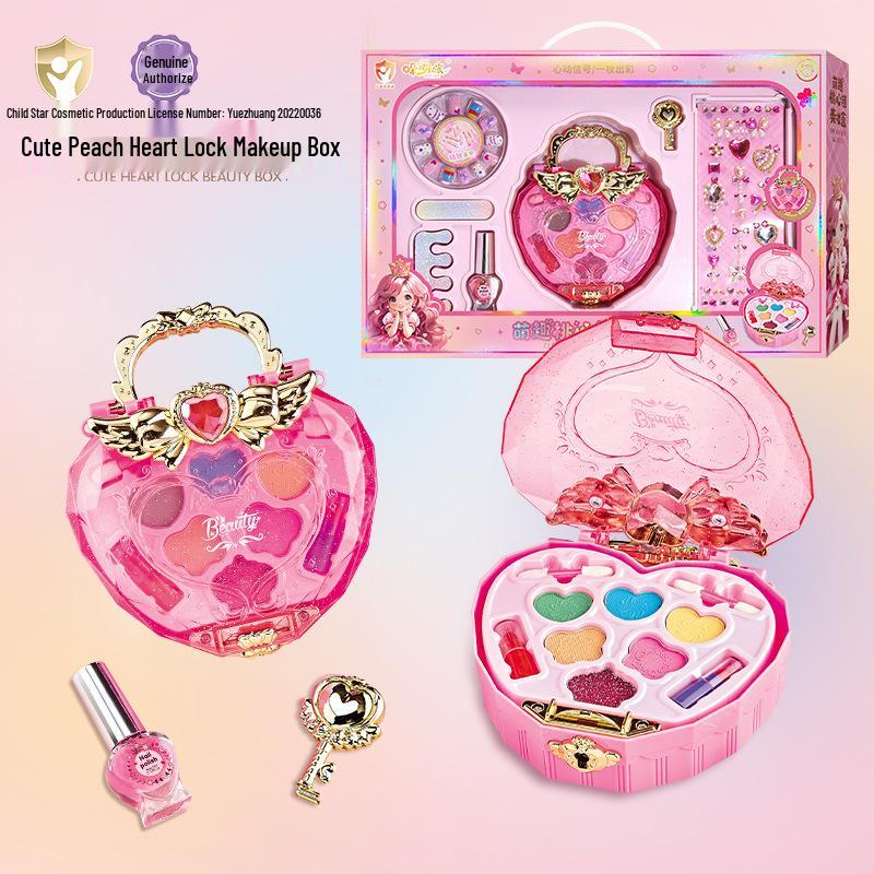 Princess Makeup Box: Washable Children's Cosmetic Set with Lipstick & Nail Polish - Perfect Birthday Gift for Girls