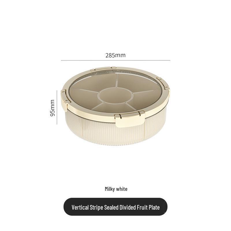 Luxe Fruit and Snack Storage Plate with Lid – Divided Sections for Fruits & Dried Snacks