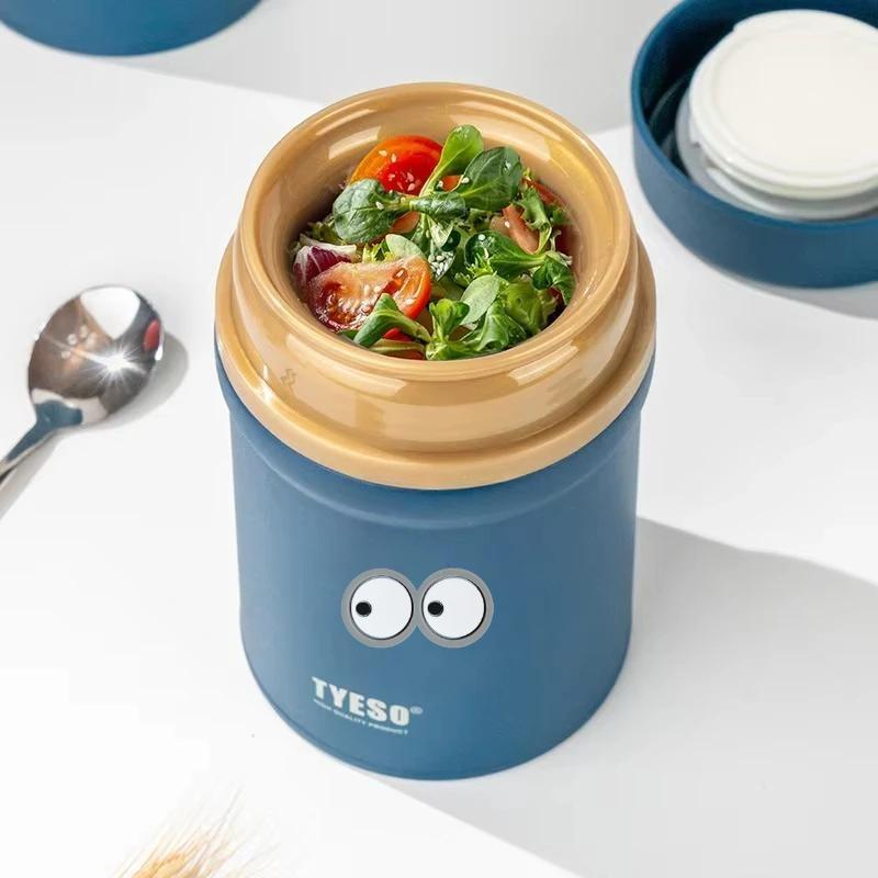 Tyeso 450ml Stainless Steel Thermoses Portable Insulated Water Bottle Thermal Food Jar Vacuum Box for Hot Cold Meals Unisex with Eye Sticker