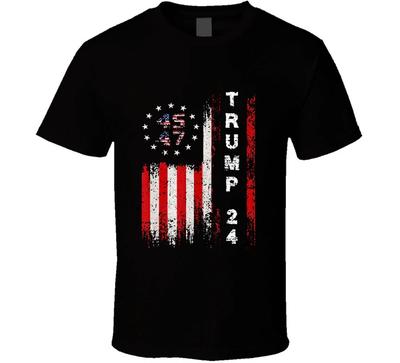 Trump 24 45 47 Drapeau de Campagne Présidentielle Cadeau Républicain USA T-shirt