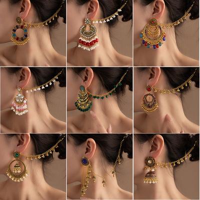 Beaded Tassel Earrings For Women, Hollowed Out Retro Style With Exaggerated Personality, Bohemian Style Jewelry Gift