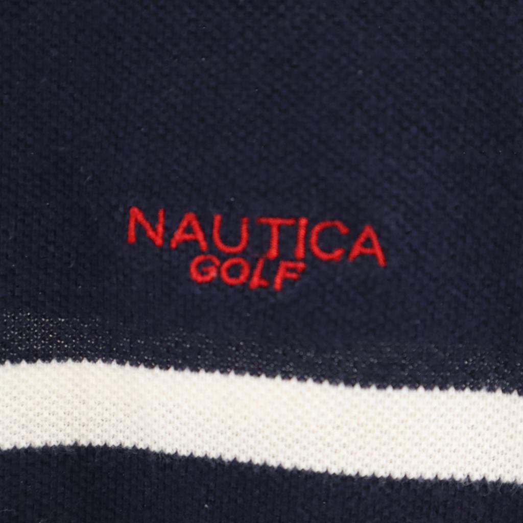 NAUTICA GOLF Border Pattern Short Sleeve Polo Shirt M Navy Fawn Men's Used