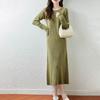 Women Sweater Dress 100% Wool MODERN NEW SAGA O-neck Knit Long Pullover Winter Jumpers Wool Long Dress Female