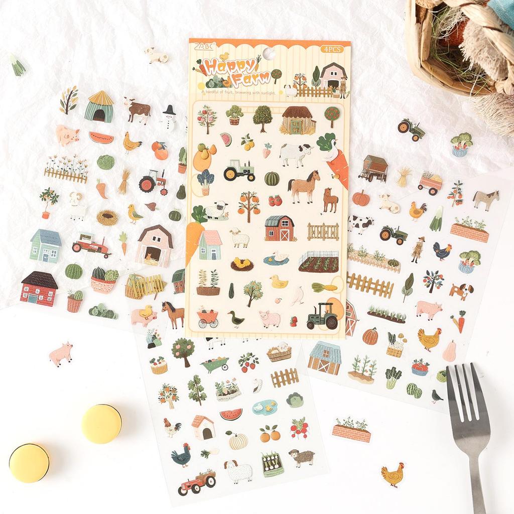ZABC Fleeting Fun Series: European-Style Animal Collage Stickers – 6 Cute Designs
