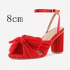 Satin Bow Thick With A Line Buckle Sandals 2025 New Gentle Wind French Fairy All Match Sandals