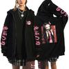 Fashion Anime Cartoon Demon Slayer Pattern Print Sweatshirt Men Women Fall Winter Casual Loose Harajuku Fleece Zipper Hoodie