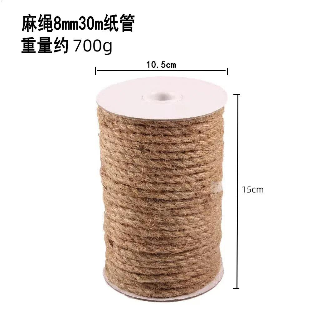 

Джутовая веревка, Прямая поставка, Тонкая пеньковая веревка ручного плетения, Грубая пеньковая веревка для садовых украшений, Канат для перетягивания каната на вечеринке khaki 8mm * 30m paper tube packaging
