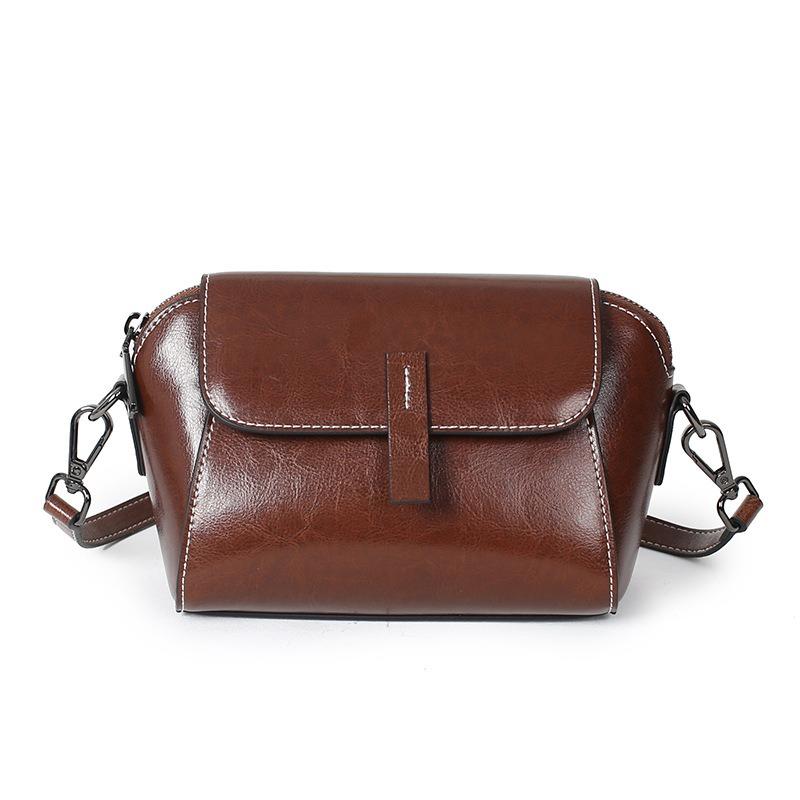 Cowhide crossbody small bag women's new trendy fashion versatile shoulder shell bag niche light luxury leather women's bag