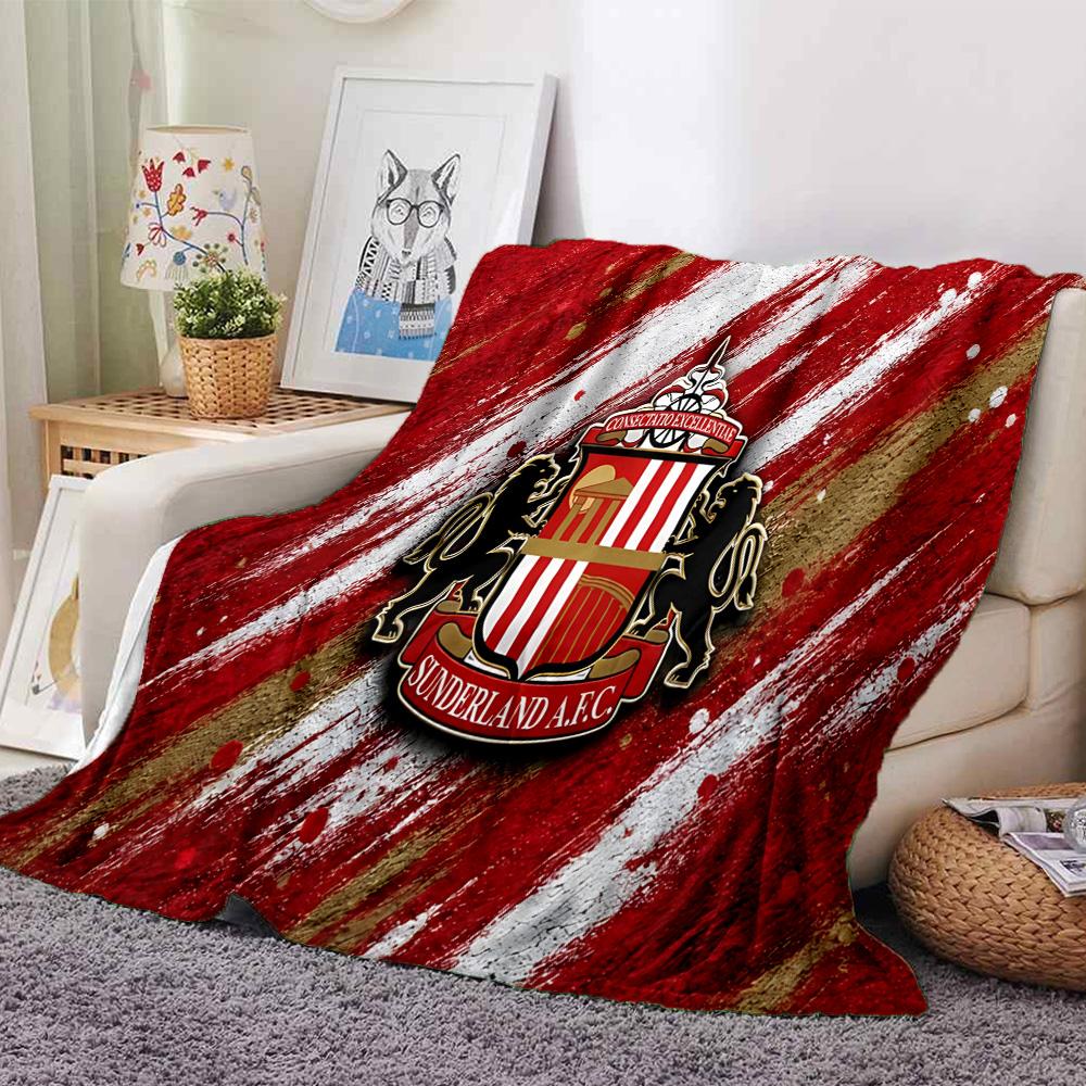 Sunderland football Flannel Blanket, Soft Polyester, Modern Design, All-Season for Camping, Travel, Gifts for holidays or birthdays