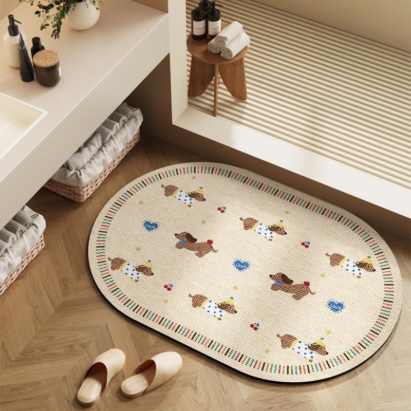 Bathroom Carpet Toilet Foot Mats Absorbent Bathroom Mat Diatom Mud Floor Mat Non-Slip Bath Rug Toilet Doormat Quick Drying Rugs