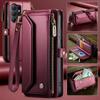 Leather Crossbody Phone Case - Compatible with Samsung S22, S23, S24, S26 Ultra, S10, S20 - Features Shoulder Strap and Card Slot