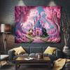A Flag Decoration Featuring a Princess Castle Pattern, Which Is Perfect for Use As a Photo Backdrop.
