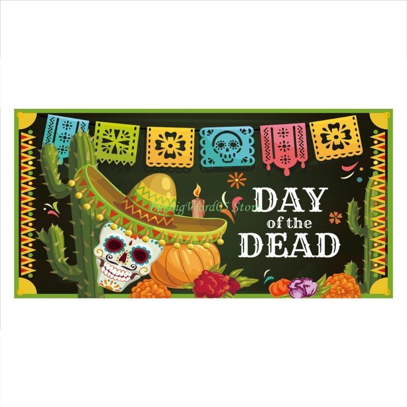 

24TE Day of The Dead Mexican Festivals Flag Photography Backdrop for Banner Backgroun