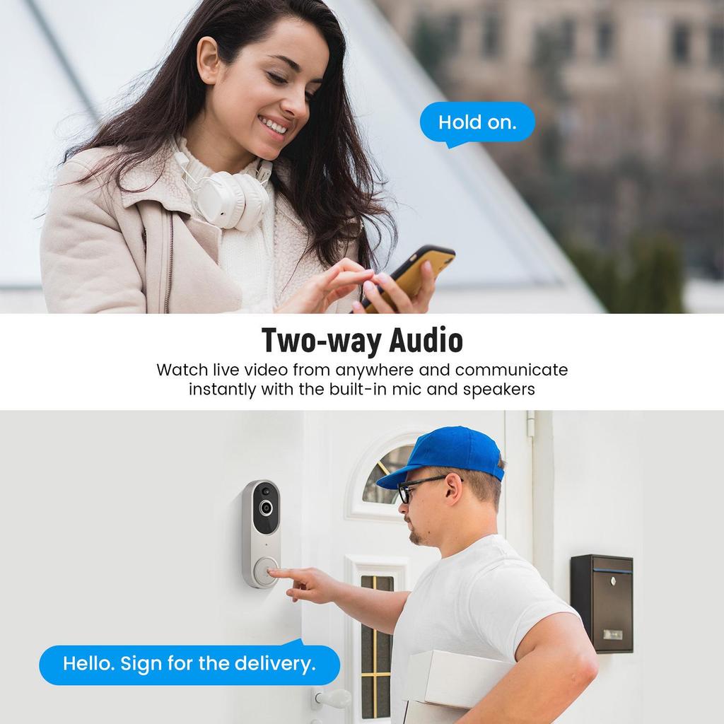 Smart Wireless Video Doorbell with Remote Intercom for Home Security