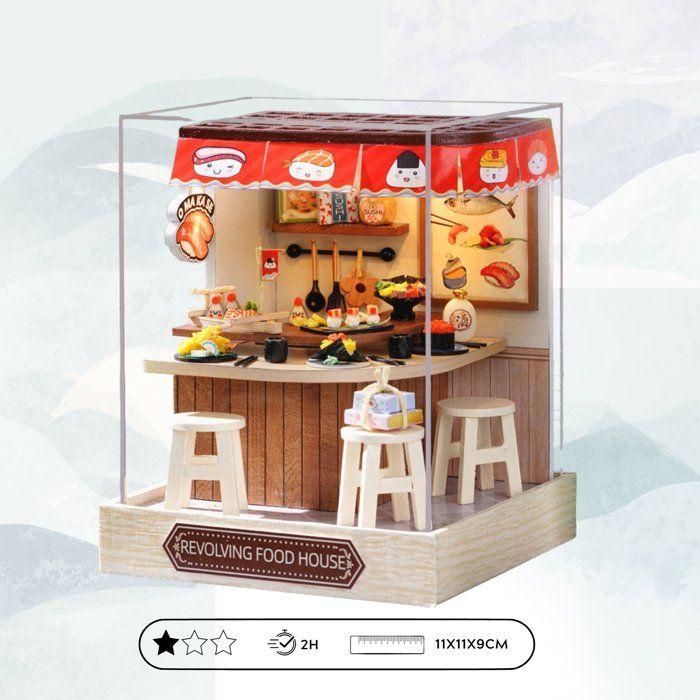 Book Nook - Kit DIY a construire Maquette 3D Serre Livre - Sushi bar Creanook - 11 x 9 x 11 cm