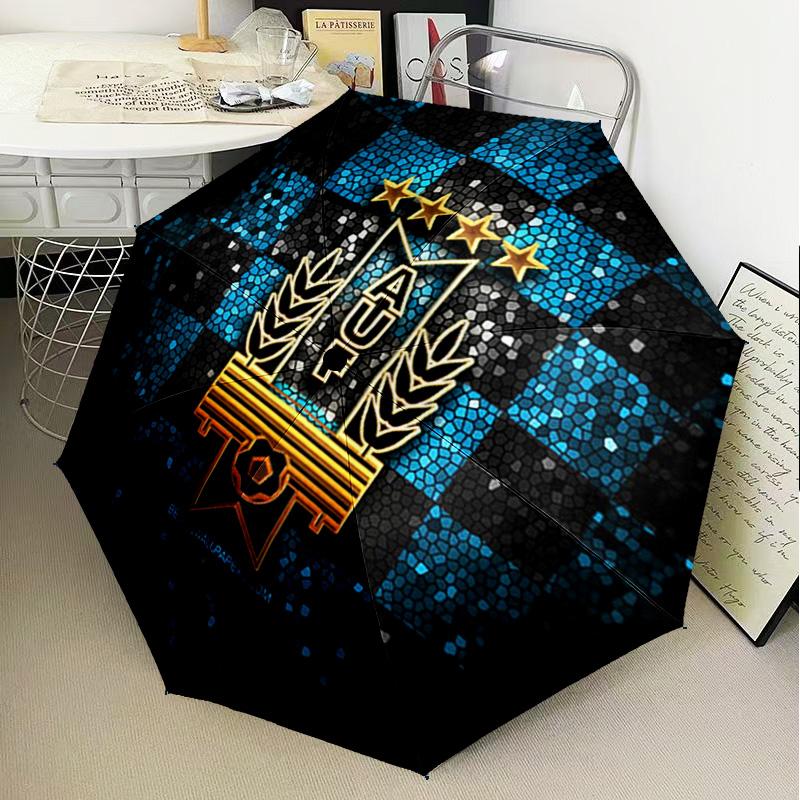 1PC Uruguay National Football Printed Umbrella Folding Umbrella, Automatic Umbrella 8-Frame for Travel, Camping Fan Gifts Christmas Gifts