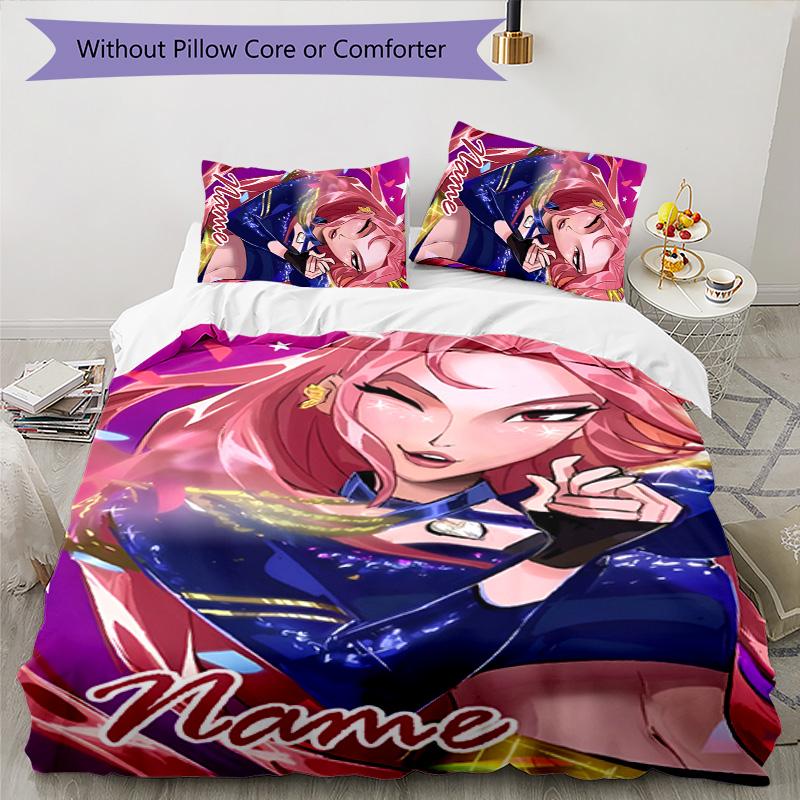 3pcs KPop Demon Hunters47 Cover Set - Personalized Name, HD Printed Bedding with 1 Cover and 2 Pillowcases - Perfect for Home Decor, Easy Care