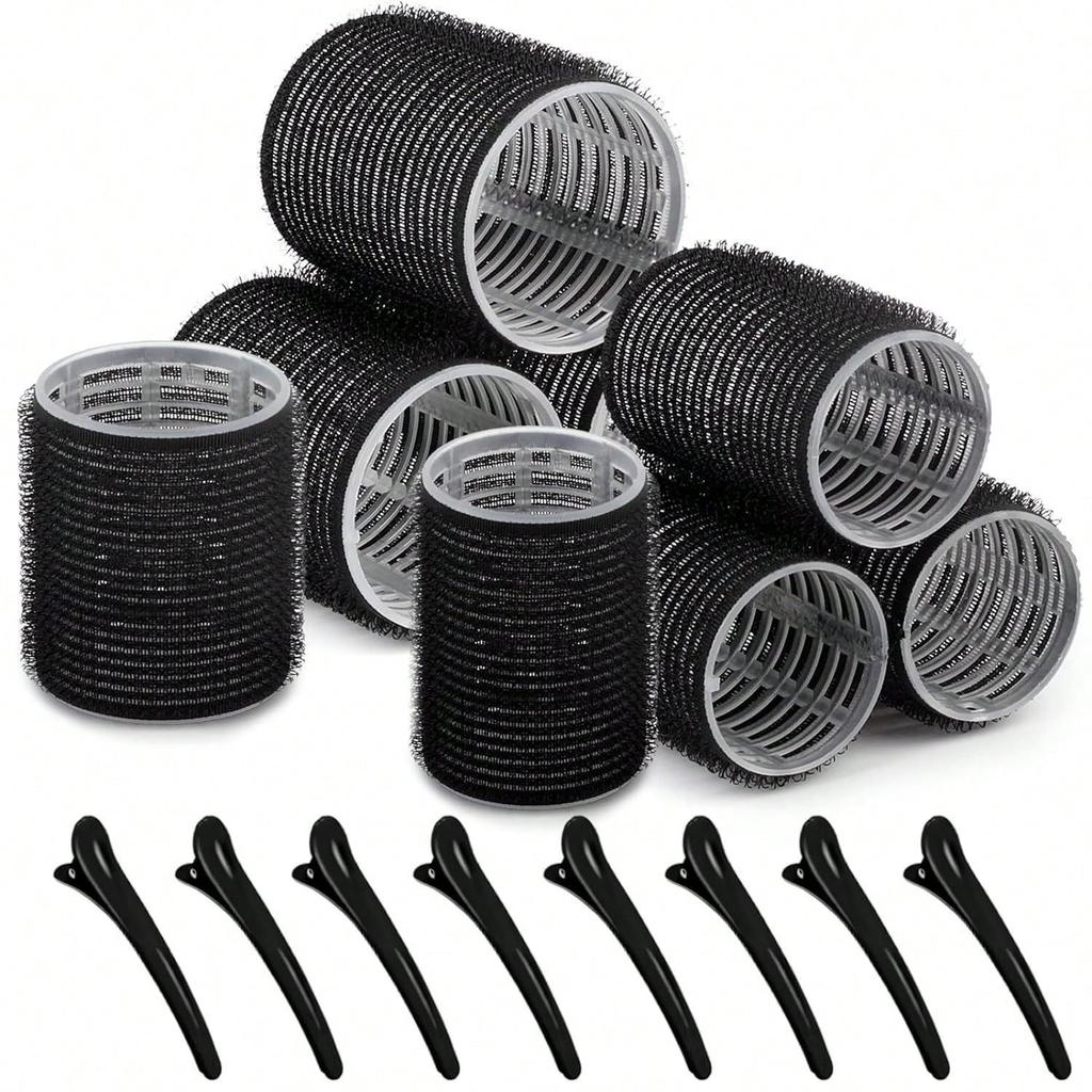 16pcs Self-Adhesive Hair Rollers Set For Different Hair Lengths Heatless Curlers With Clips As Diy Hair Styling Tool