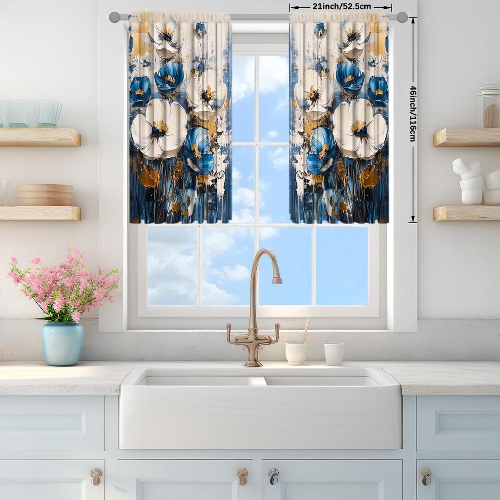 2 Panels Abstract Floral Decorative Oil Curtains   Versatile Design Suitable for Any Style   Creating a Peaceful Living Space