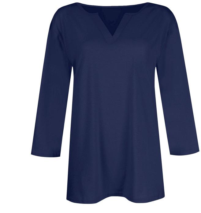 2025 Women's V-Neck 7-Point Sleeve Solid Color T-Shirt