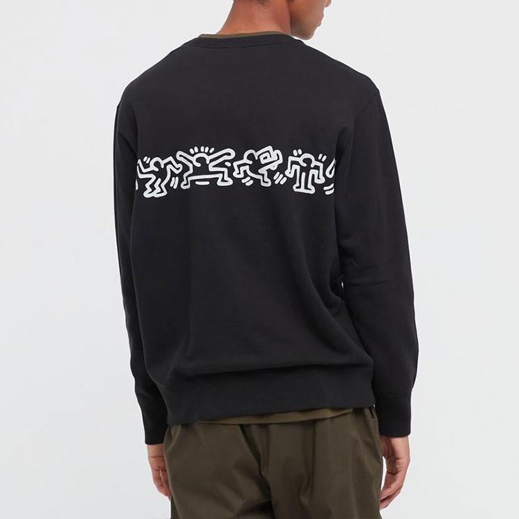 UNIQLO Keith Haring Cartoon Character Print Crewneck Sweatshirt Unisex sweatshirt Black 446370-09