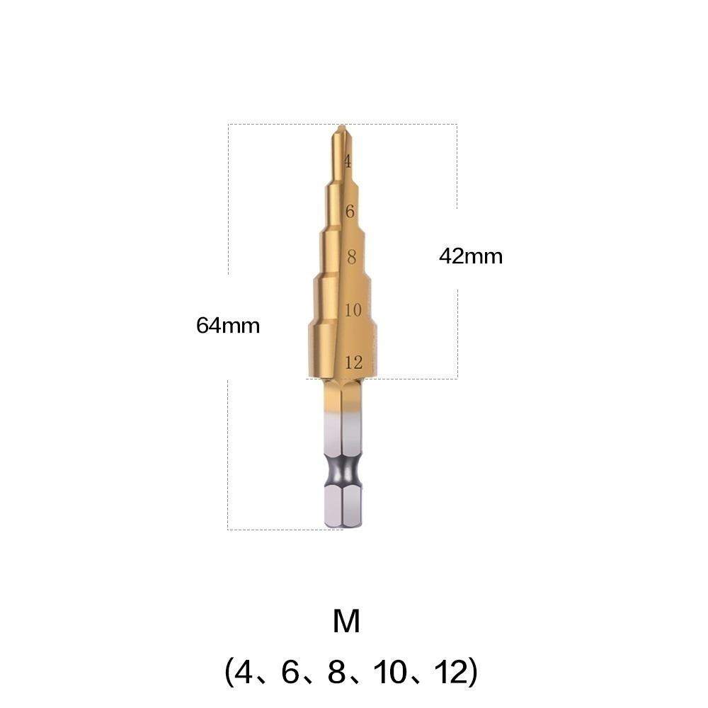 

1/4 Hex Shank Step Drill Bit 4-12mm/4-20mm/4-32mm Cone Titanium Coated Metal Hole Cutter HSS High Speed Steel Quick Change