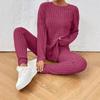 2025 Autumn Women's Casual European & American Knit Suit Set - Loose, Round Neck, Ribbed Design