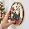 Living Room Decor Christmas Black Cat Wall Decor, Layered Wooden Hanging Sign, Round 2D Art Flat Decoration for Bedroom And Hall Porch Holiday