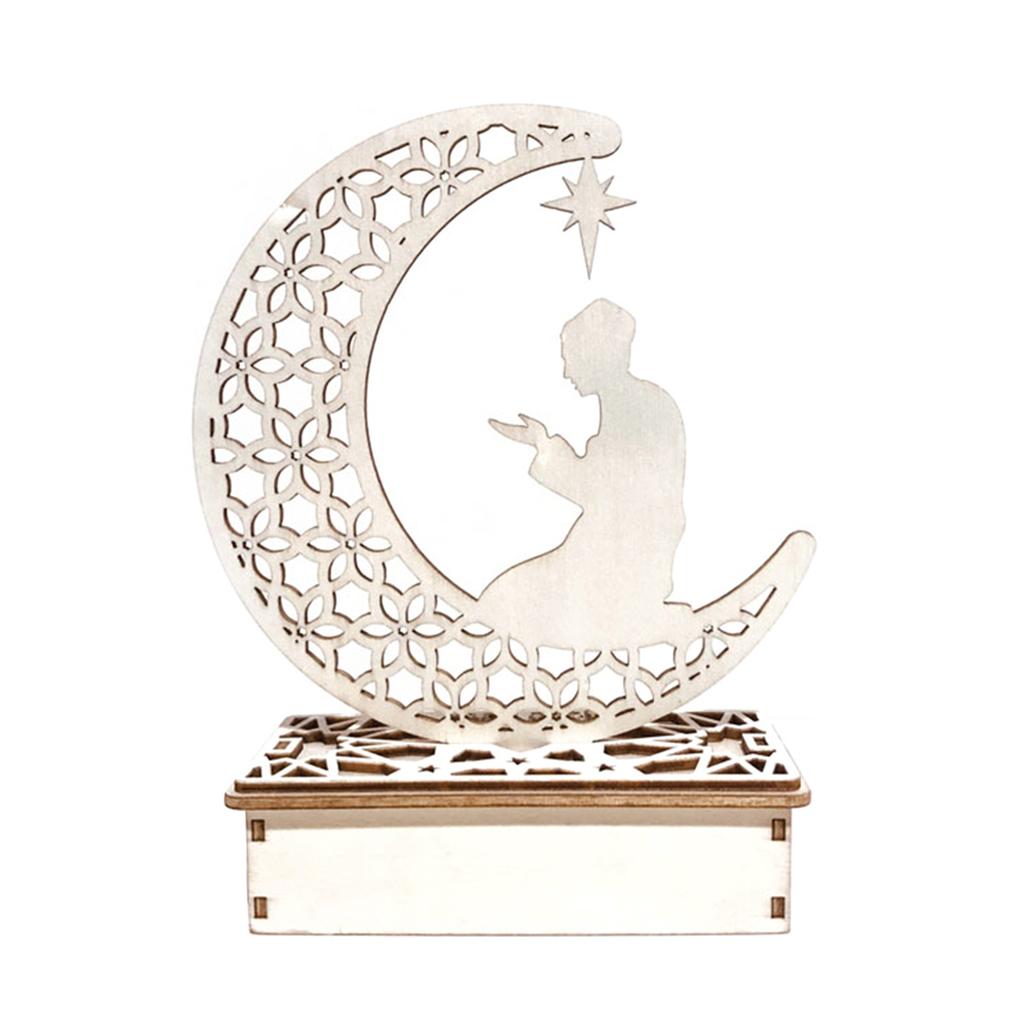 Pendentif en Bois EID Moubarak avec Bougies LED Lumière Décorations de Ramadan pour la Maison Décoration d'Eïd de Fête Musulmane Islamique Kareem Ramadan