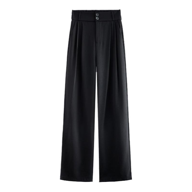 Black suit pants women's autumn 2 new casual pants high waist drape small straight loose wide-leg pants