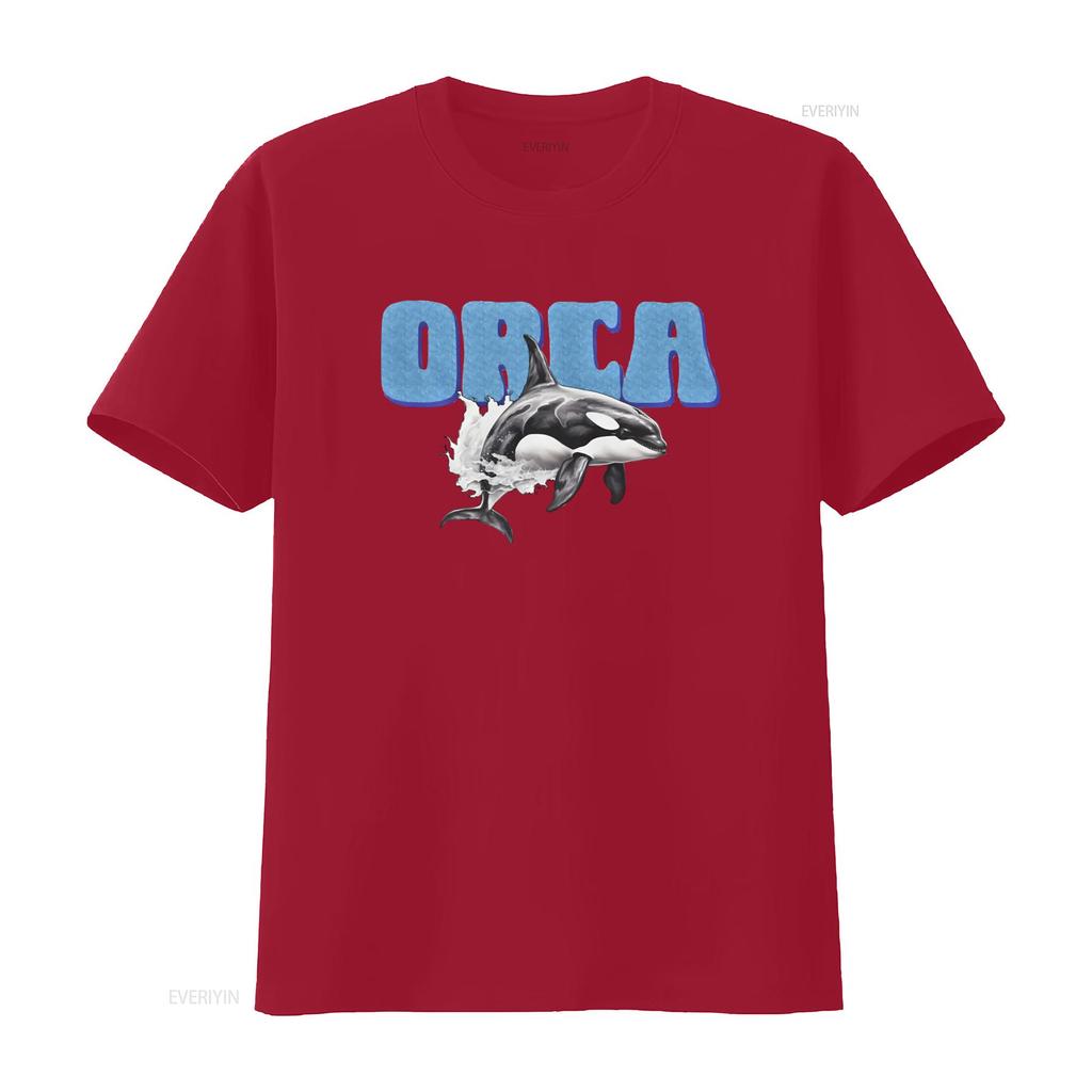 Orca Heavy Cotton T Shirt Killer Whale Design for Sea Lovers Vintage Washed Fashion Casual Versatile Stylish Soft Unisex