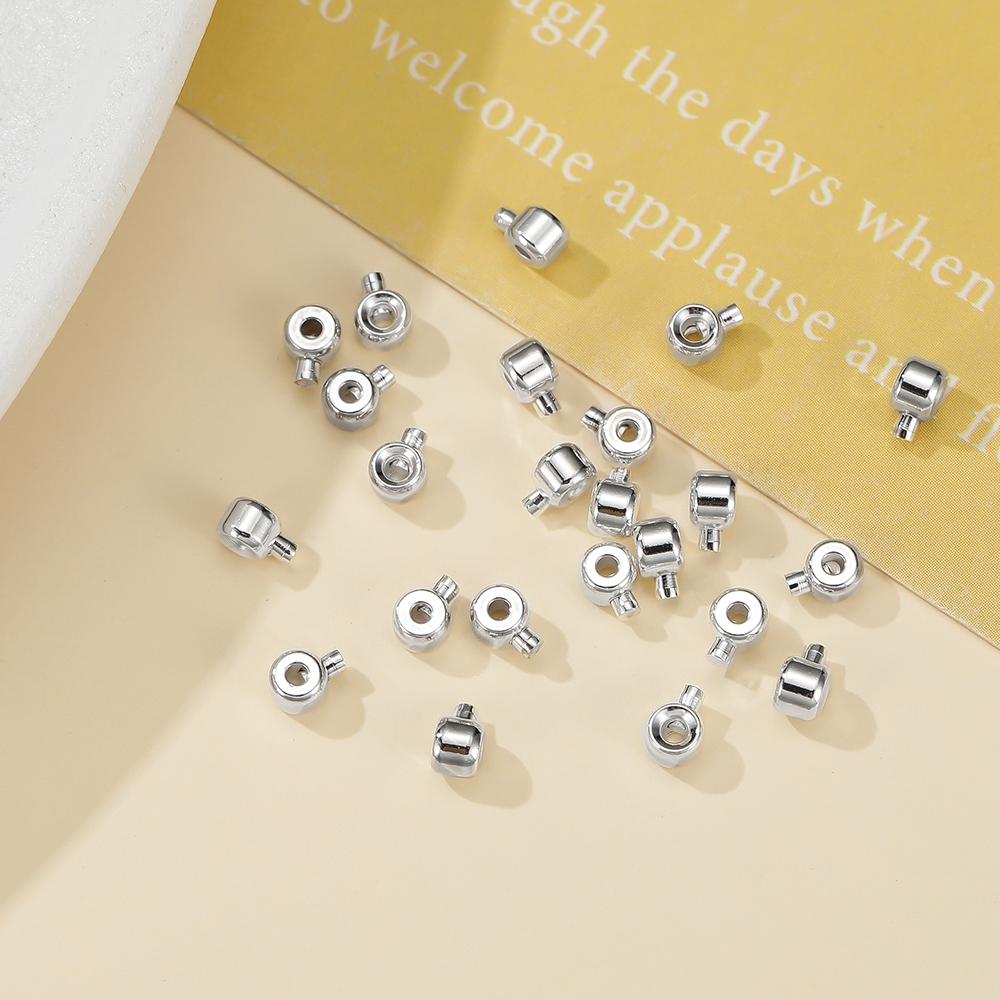 5pcs/Lot Copper Crimp Beads Spacer Bead Stoppers Cord End Caps Charms for Bracelet Necklace Jewelry Making Accessories Crafts