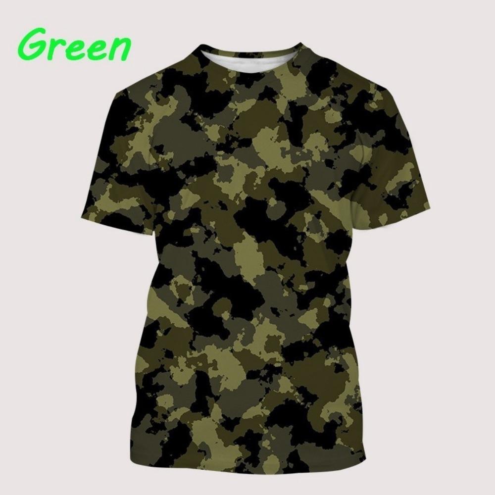 Summer Camouflage T-shirt, Unisex T-shirt, Short Sleeved Off Shoulder T-shirt, Camouflage Commander T-shirt