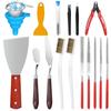 25 Pcs 3D Printer Tools Kit 3D Printing Accessories Include 2 Wire Brush 1 Putty 1 Plastic Shovel 5 Diamond Files 2 Tweezer 10 Needles 1 Plier 1