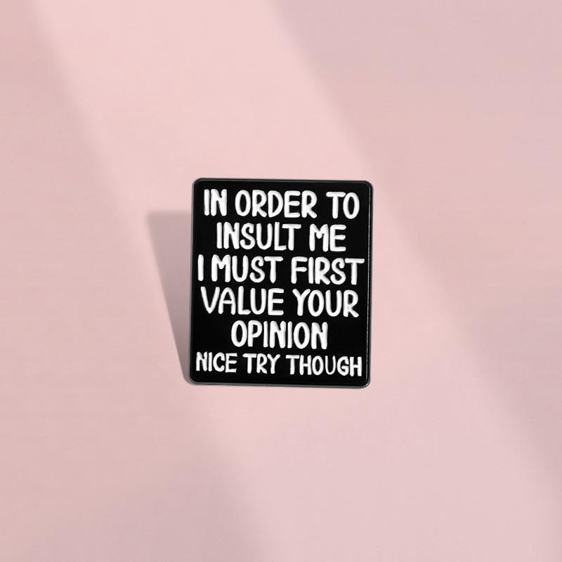 Fun Quote Versatile Brooch In Geometric Shape Ideal For Decoration Fashionable