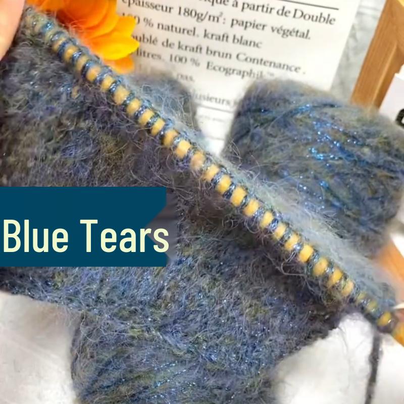 Blue Tear Spray Mohair Yarn: Gold-Thread Starry Sky Series for Chunky Knit Scarves