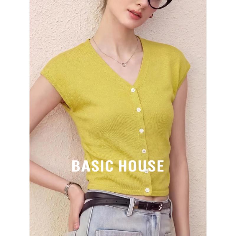 Basic House Women s Wool Blend V-Neck Knit Cardigan M